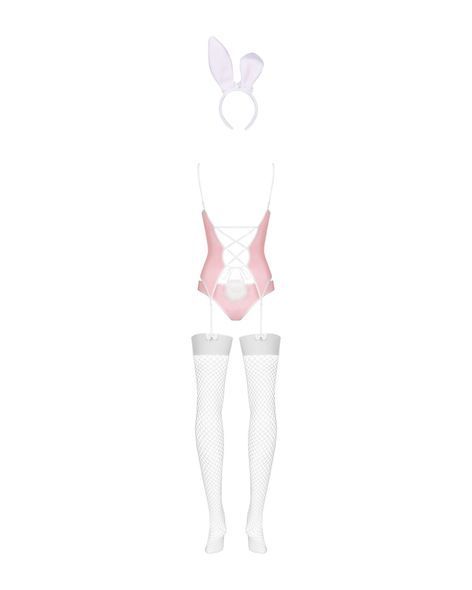 Эротический костюм зайки Obsessive Bunny suit 4 pcs costume pink S/M, розовый, топ с подвязками, тру