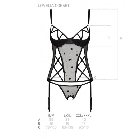 Корсет з підв'язками + стрінги LOVELIA CORSET black S/M - Passion