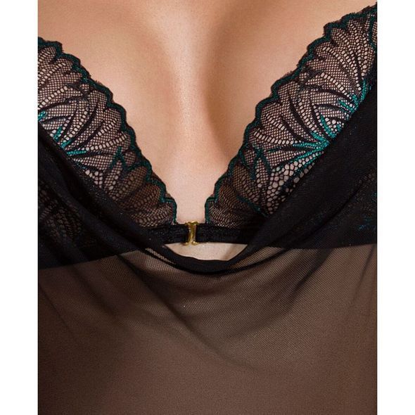 Сорочка Passion DELIENA CHEMISE S/M black, стринги с заниженной талией, S/M