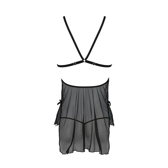 Сорочка Passion DELIENA CHEMISE S/M black, стринги с заниженной талией, S/M