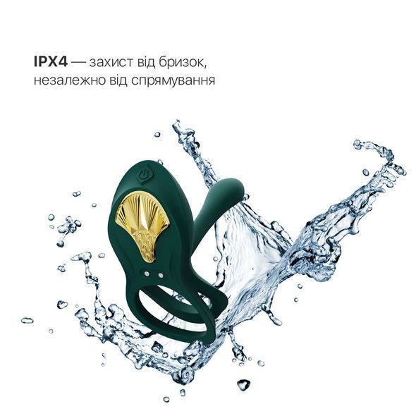 Смарт-ерекційне кільце Zalo BAYEK Turquoise Green, подвійне з ввідною частиною, пульт ДК