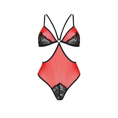 Полупрозрачное боди с кружевом Passion PEONIA BODY S/M red