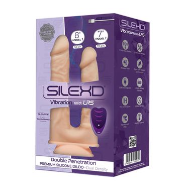 Подвійний фалоімітатор з вібрацією SilexD Double Gusto Vibro Flesh (Model 1 size 8" & 7") + LRS, діа