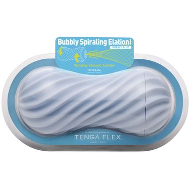 Мастурбатор Tenga FLEX Bubbly Blue с изменяемой интенсивностью, можно скручивать, вакуум