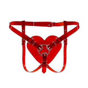 Трусики Серце для страпону Feral Feelings - Hearts Strap-on Belt Red Trasparent