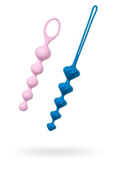 Набор анальных бус Satisfyer Beads Colored, силикон , макс. диаметр 3,3см и 3,5см