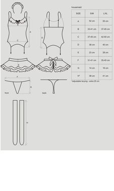 Эротический костюм горничной с юбкой Obsessive Housemaid 5 pcs costume S/M, black, топ, юбка, стринг