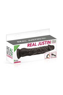 Фалоімітатор із присоскою Real Body &mdash; Real Justin Black, TPE, діаметр 4,2 см