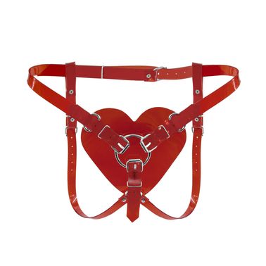 Трусики Сердце для страпона Feral Feelings - Hearts Strap-on Belt Red Trasparent, Бордовий, Бордовий