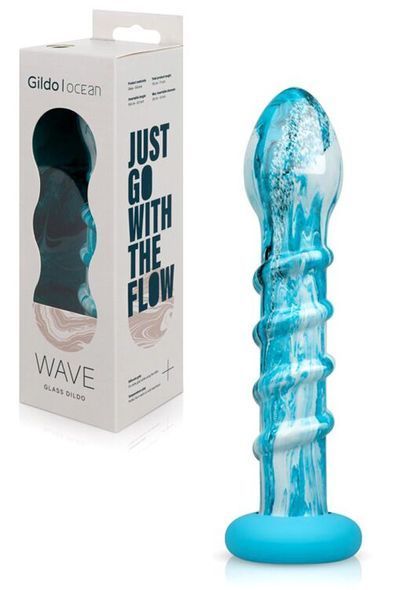 Скляний дилдо Gildo Ocean Wave, з силіконовою основою
