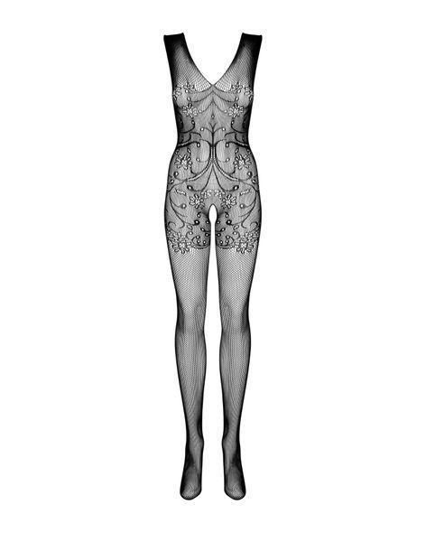 Бодистокинг Obsessive Bodystocking F234 S/M/L, абстрактный рисунок, глубокое декольте