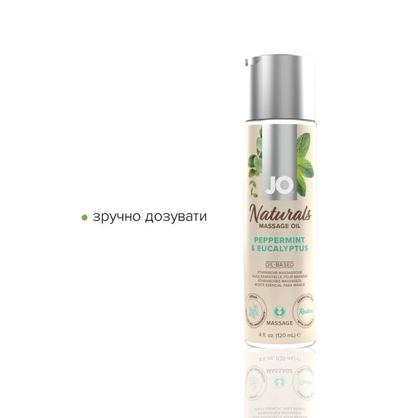 Массажное масло System JO – Naturals Massage Oil – Peppermint & Eucalyptus с натуральными эфирными м