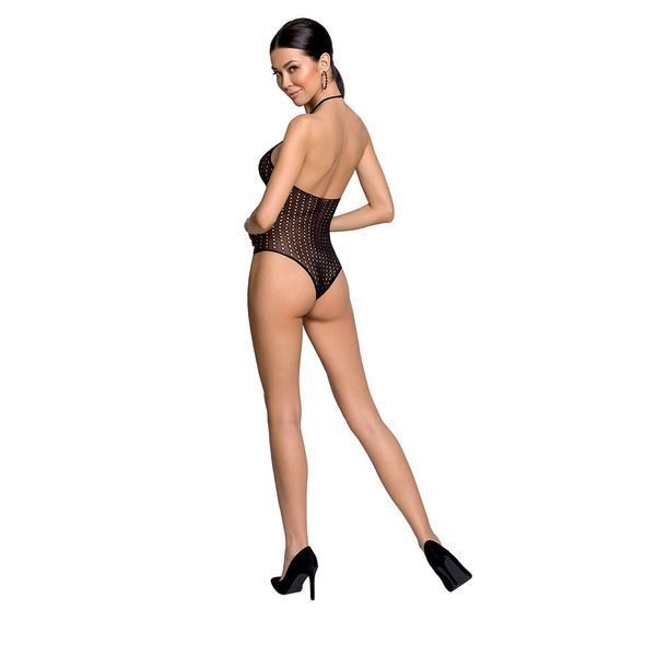 Бодістокінг з декольте Passion BS088 black, імітація корсетної шнурівки