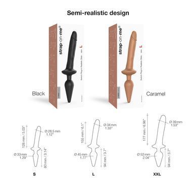 Анальна пробка з дилдо 2в1 Strap-On-Me SWITCH PLUG-IN REALISTIC DILDO Caramel S, діаметр 3,3/2,9 см, Тілесний, S, Тілесний