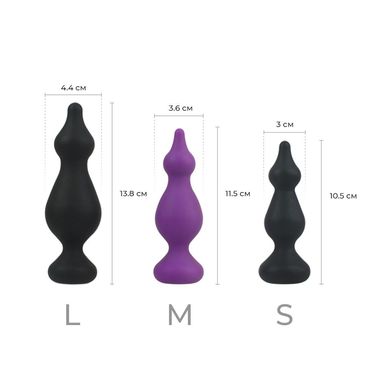 Анальная пробка Adrien Lastic Amuse Mini Black (S) с двумя переходами, макс. диаметр 3см