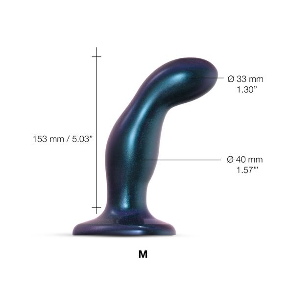 Дилдо Strap-On-Me DILDO PLUG SNAKY METALLIC BLUE, розмір M, діаметр 4 см, ввідна довжина 15,3 см