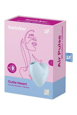 Вакуумный стимулятор-сердечко с вибрацией Satisfyer Cutie Heart Blue