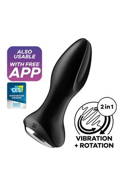 Анальна смарт вібропробка із перлинним масажем Satisfyer Rotator Plug 2+ Black