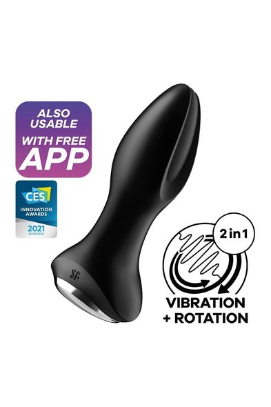 Анальна смарт вібропробка із перлинним масажем Satisfyer Rotator Plug 2+ Black