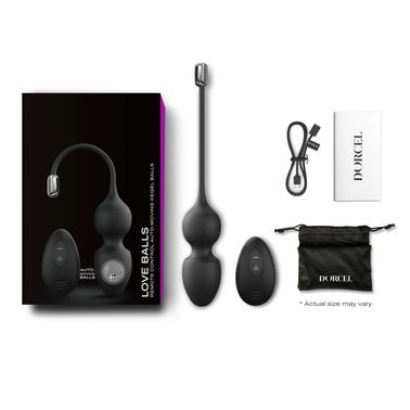 Вагинальные шарики Dorcel LOVE BALLS BLACK, вибрации и движения внутреннего шарика, пульт ДУ