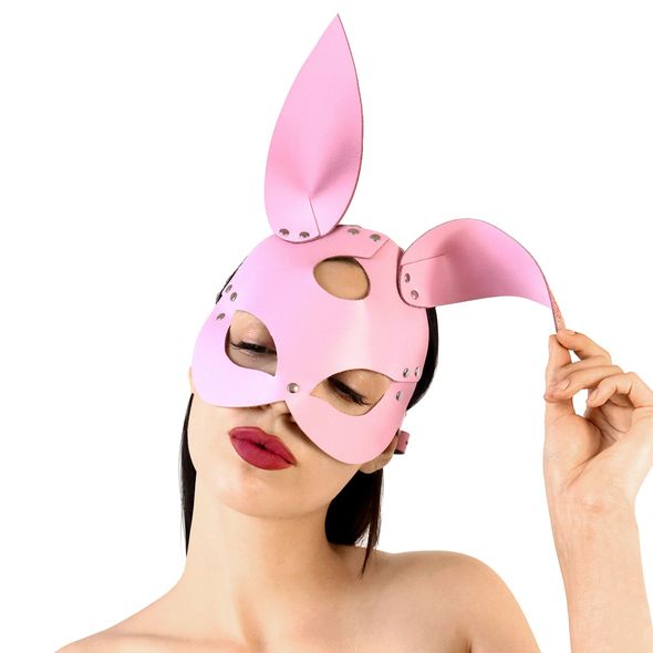 Кожаная маска Зайки Art of Sex - Bunny mask, цвет Розовый