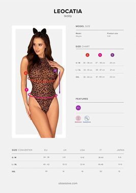 Эротический костюм леопарда Obsessive Leocatia teddy , S/M