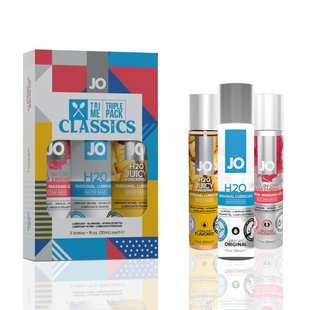 Набір System JO Tri-Me Triple Pack — Classics (3×30 мл) водна, силіконова та смакова змазка