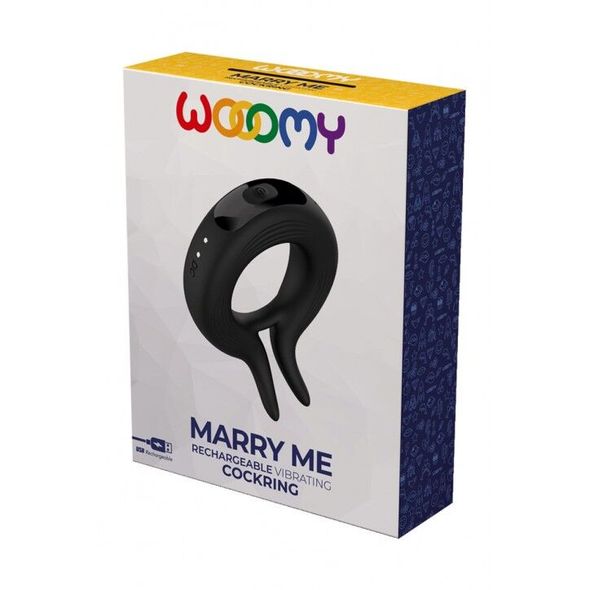 Эрекционное виброкольцо Wooomy Marry Me, перезаряжаемое, 10 режимов вибрации, диаметр 4 см