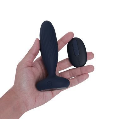 Анальна смарт-вібропробка з пульсацією Svakom Jordan Navy Blue, пульт ДК