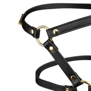 Маска-збруя для мінету LOCKINK SEVANDA Blowjob Head Harness, чорна, з м&rsquo;якою вставкою у вигляді губ