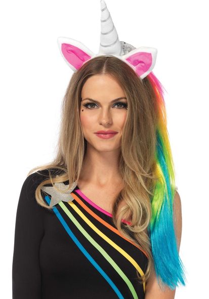 Обруч ріг єдинорога Leg Avenue Magical Unicorn Headband, з райдужною гривою