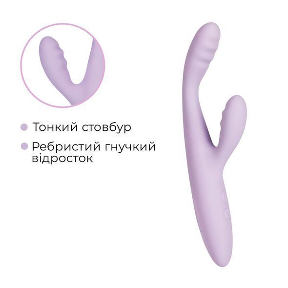 Тонкий кролик-вибратор Svakom Cici+ 2 Lilac, управление со смартфона, подогрев до 38 &deg;C