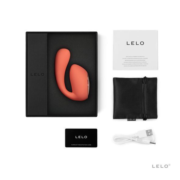Смарт-вибратор LELO Ida Wave Coral Red, вагинально-клиторальный, технология WaveMotion, 2 мотора, Помаранчевий, Помаранчевий