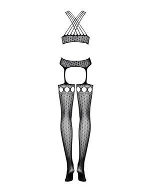 Бодистокинг Obsessive Bodystocking G313 S/M/L, шнуровка, геометрический декор