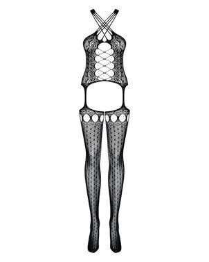 Бодистокинг Obsessive Bodystocking G313 S/M/L, шнуровка, геометрический декор