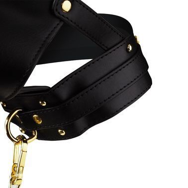 Маска-збруя для мінету з повідцем LOCKINK SEVANDA Blowjob Head Muzzle with Leash, чорна