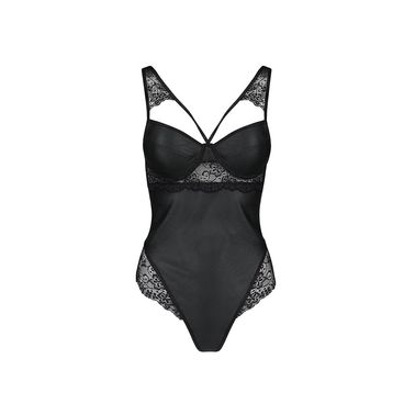 Боді з еко-шкіри та мережива Loona Body black S/M - Passion