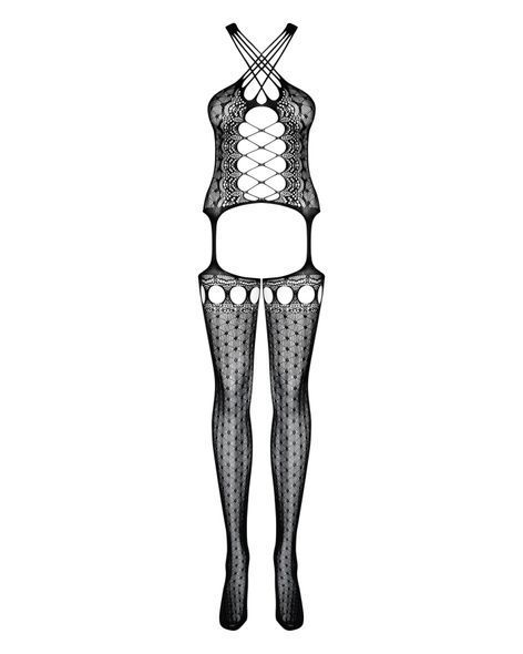 Бодистокинг Obsessive Bodystocking G313 S/M/L, шнуровка, геометрический декор