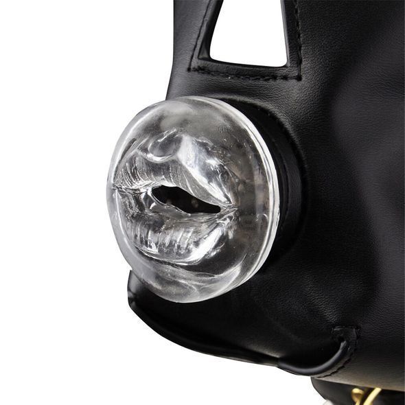 Маска-збруя для мінету з повідцем LOCKINK SEVANDA Blowjob Head Muzzle with Leash, чорна