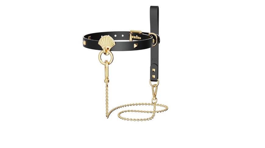 Розкішний нашийник з повідцем Zalo Collar & Leash Set Black