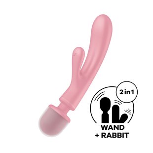 Вібратор-кролик з вібромасажером Satisfyer Triple Lover Pink, 3 мотори, Рожевий, Рожевий