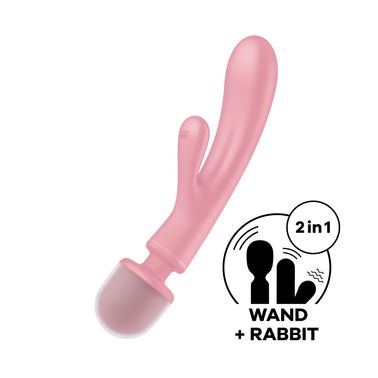 Вибратор-кролик с вибромассажером Satisfyer Triple Lover Pink, 3 мотора, Розовый, Рожевий