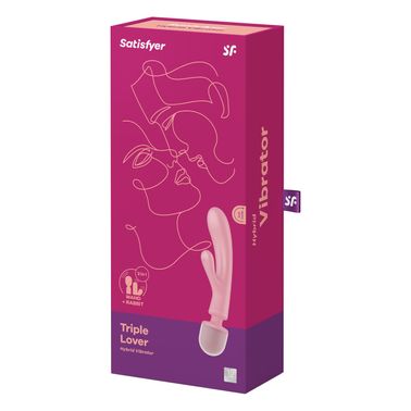 Вибратор-кролик с вибромассажером Satisfyer Triple Lover Pink, 3 мотора, Розовый, Рожевий