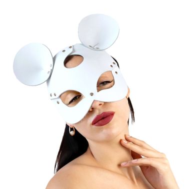 Шкіряна маска зайчика Art of Sex - Mouse Mask, колір Білий