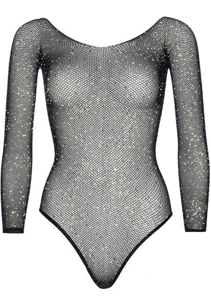 Сітчасте боді зі стразами Leg Avenue Crystalized fishnet bodysuit , Чорний, Чорний