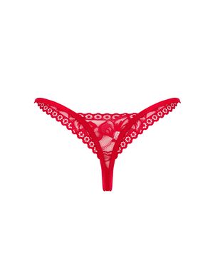 Кружевные стринги Obsessive Lacelove thong XS/S Red, низкая посадка