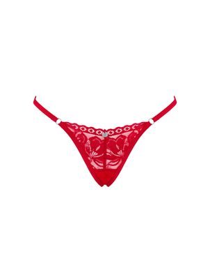 Кружевные стринги Obsessive Lacelove thong XS/S Red, низкая посадка