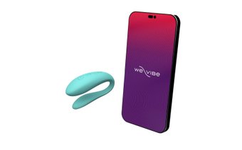 Смарт-вибратор для пар We-Vibe Sync Lite Aqua, 10 виброрежимов, можно совмещать с проникающим сексом, Бірюзовий, Бірюзовий