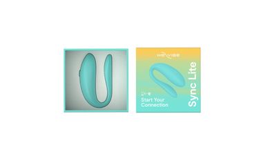 Смарт-вибратор для пар We-Vibe Sync Lite Aqua, 10 виброрежимов, можно совмещать с проникающим сексом, Бірюзовий, Бірюзовий