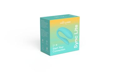 Смарт-вибратор для пар We-Vibe Sync Lite Aqua, 10 виброрежимов, можно совмещать с проникающим сексом, Бірюзовий, Бірюзовий